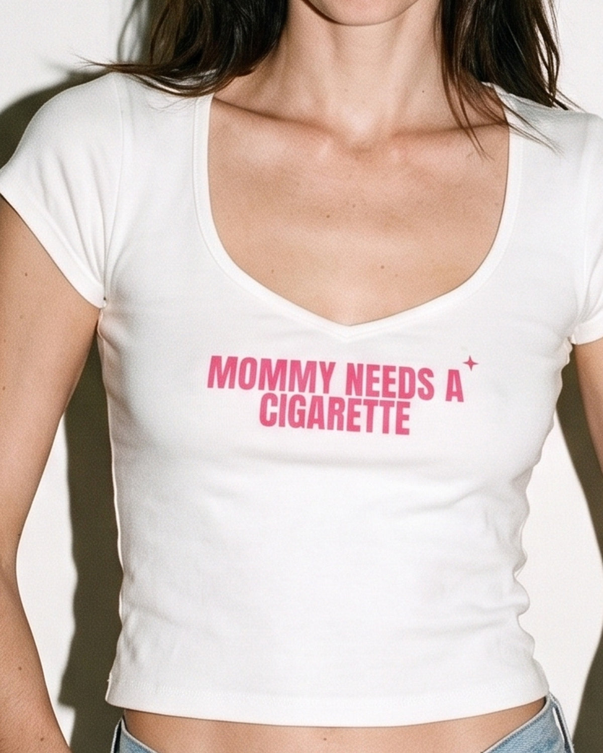 Mommy Needs A Cigarette Baby Tee, print close-up
