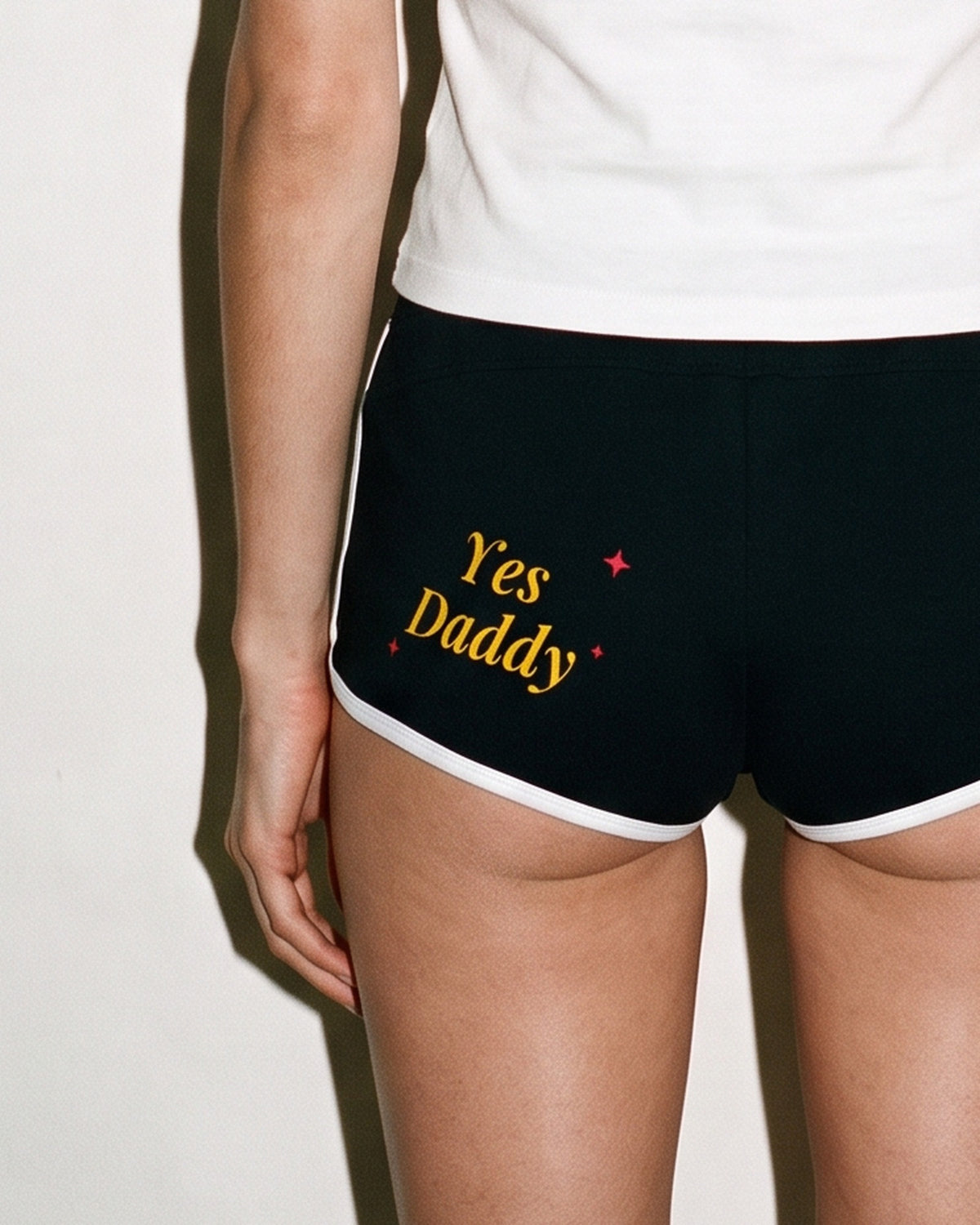 Yes Daddy Booty Shorts, print close-up