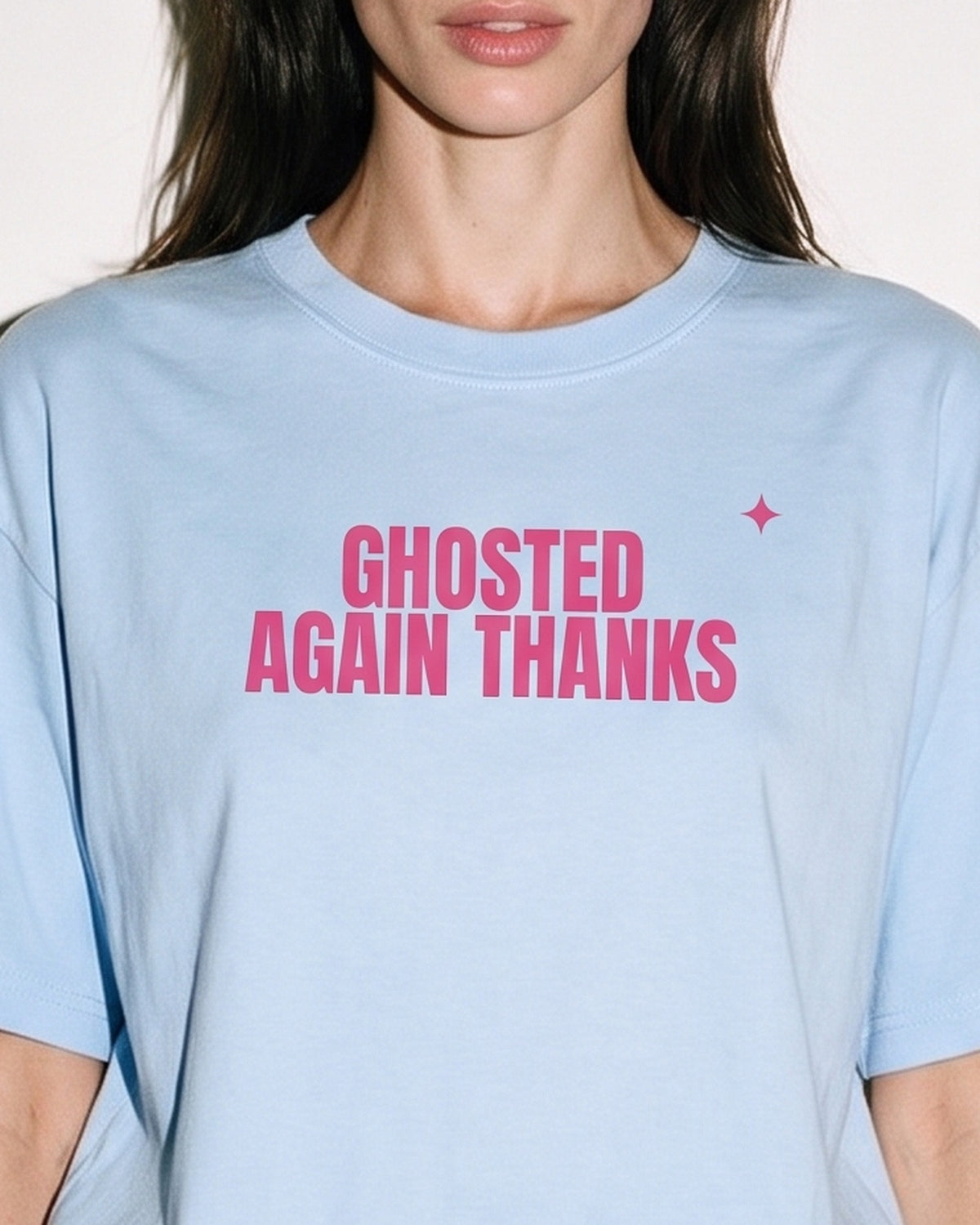 Ghosted Again Thanks Oversized Tee, print close-up