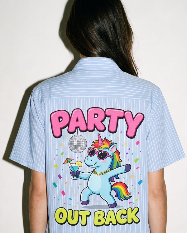 Business Up Front, Party Out Back Striped Shirt