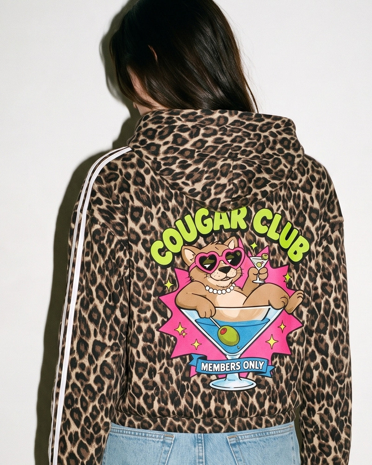 Cougar Club Zip Hoodie, print close-up