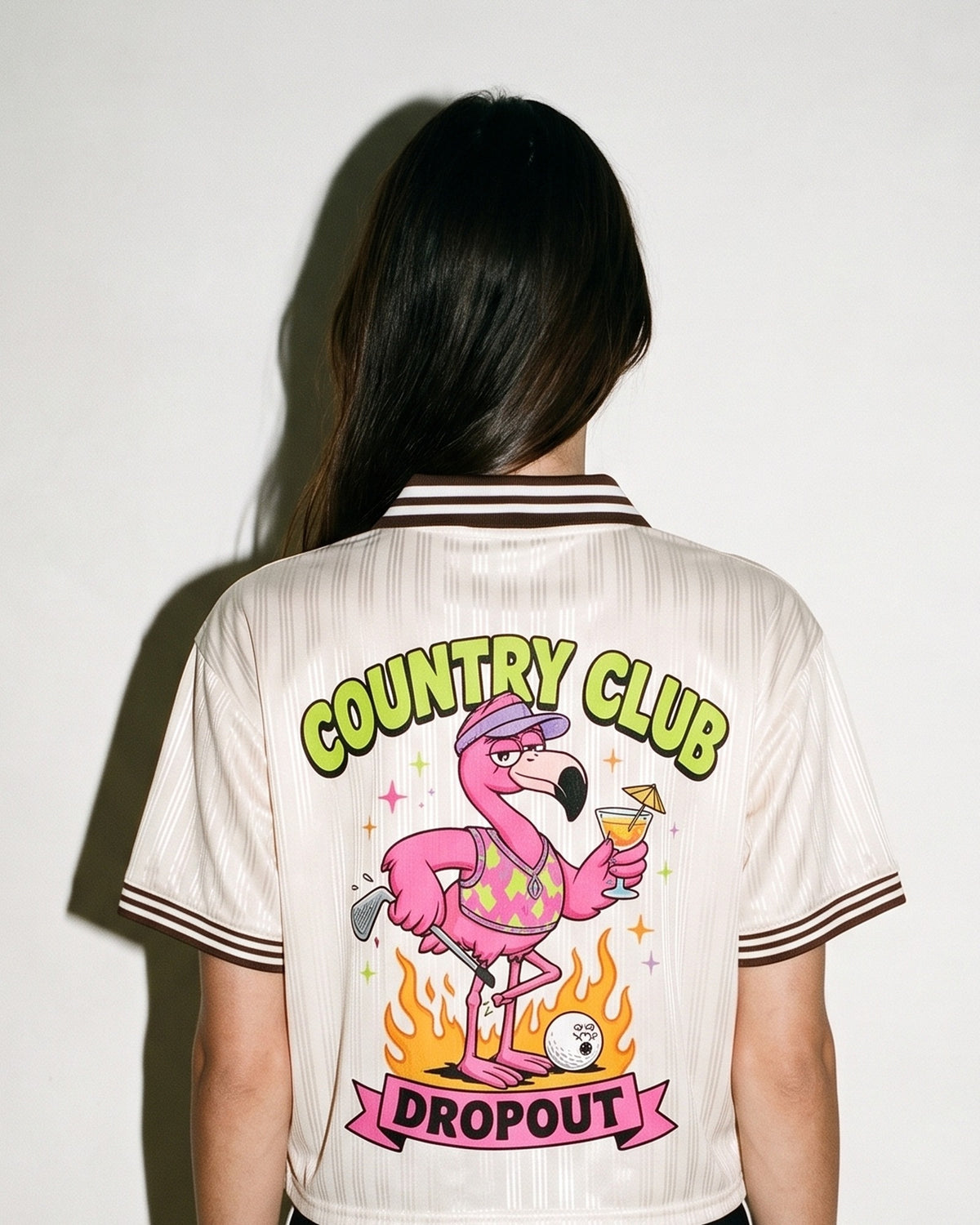 Country Club Dropout Polo Tee, print close-up