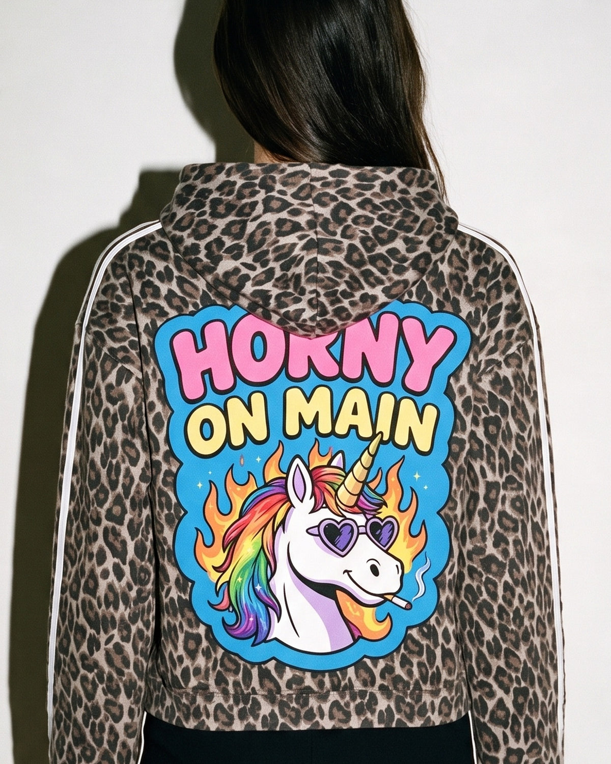 Horny On Main Zip Hoodie, print close-up