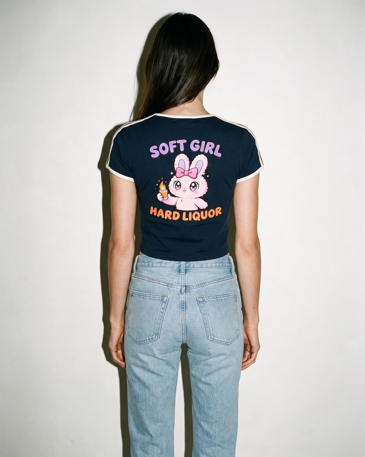 Soft Girl, Hard Liquor Ringer Crop Tee